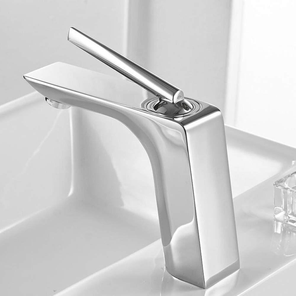 Waschtischarmaturen, modern, weiß, verchromt, Messing, Badezimmer-Waschbecken-Wasserhahn, Einhand-Loch, WC, Bad, Mischbatterie, Wasserhahn, Kran, Chrom, CHINA