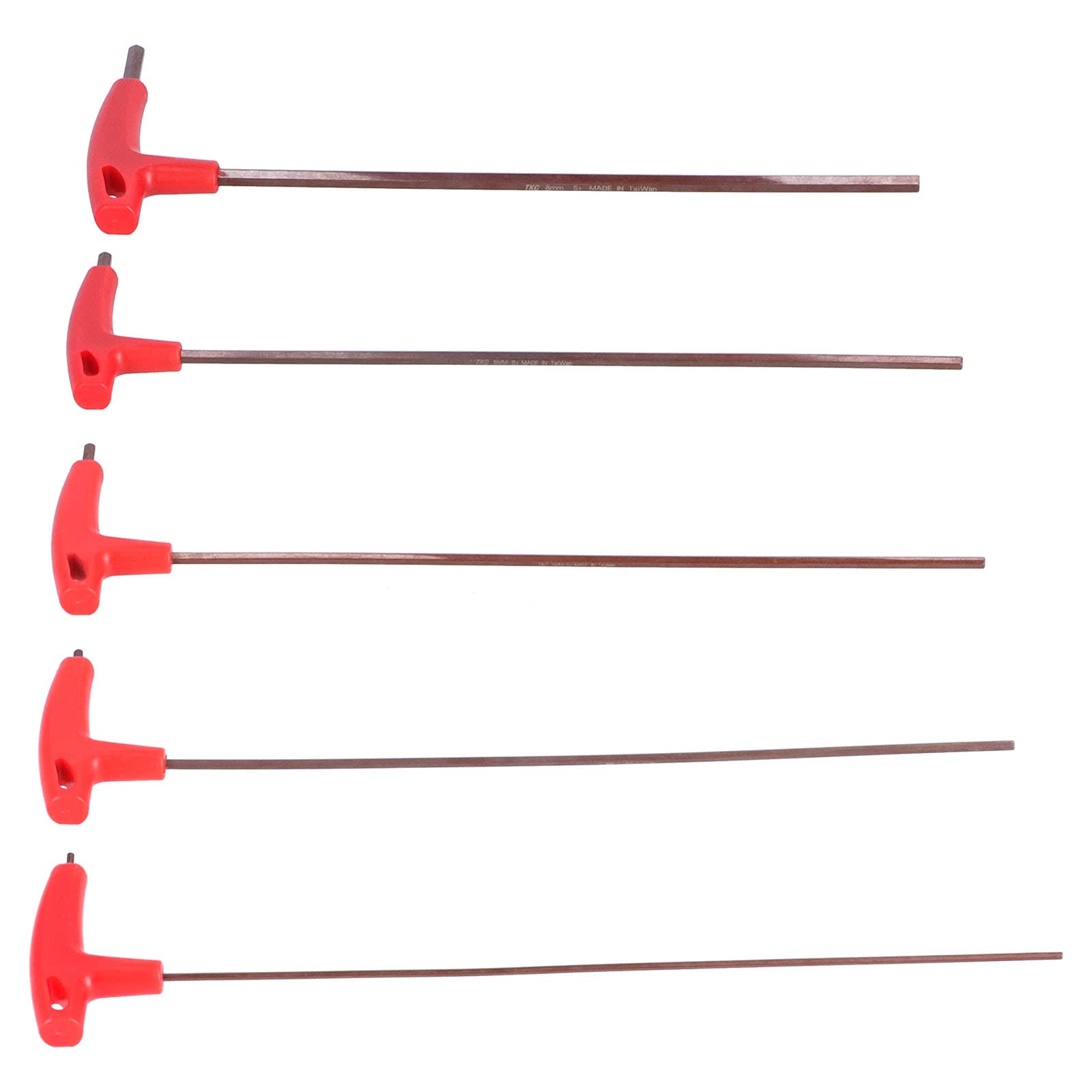 Set di chiavi a brugola con impugnatura a T, 5 pezzi, kit di chiavi a brugola con impugnatura lunga in acciaio legato S2 e testa piatta per riparazioni meccaniche, macchine CNC e m