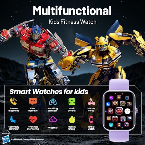 Transformers Fitness Tracker Smartwatch, Kids Smartwatch IP68, Purple - image 2