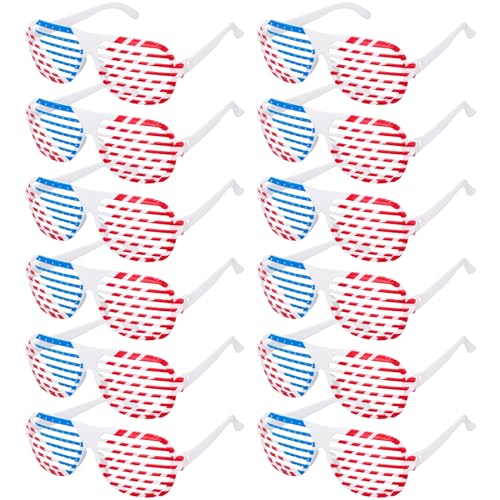 Memorial Day Decorations Glasses 12 Pack, 4th of July Decorations Accessories USA Patriotic Party Sunglasses for Fourth of July Independence Day Props