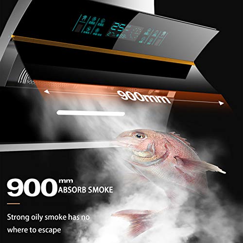 SXYY-Campana-Extractora-Decorativa-25m-Min-Negra-Campana-Extractora-De-90-Cm-para-Cocinas-Domesticas-Tapa-De-Apertura-Automatica-para-Fumar-58-Decibelios-Bajos-Limpieza-Automatica-con-Una-Tecla