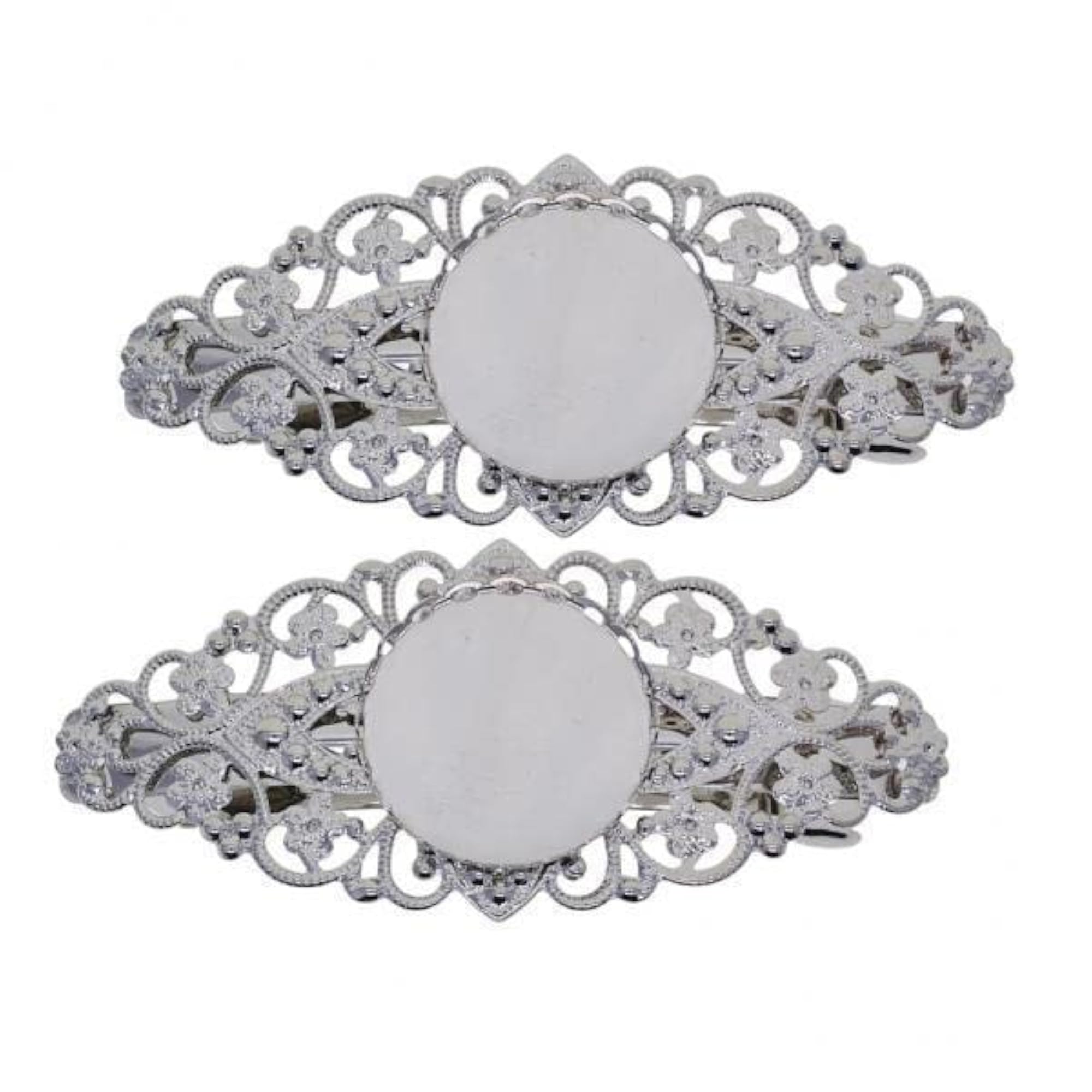 2pcs Hair Clip Filigree Flower Blank Setting Base DIY Findings