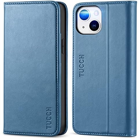 TUCCH Funda Piel para iPhone 14 con Bloqueo RFID Cover