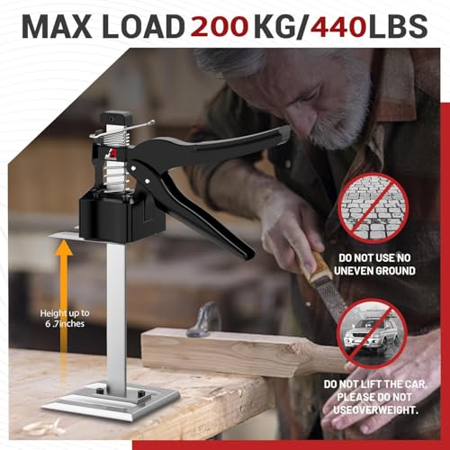 Image of 2 Pack Labor Saving Arm Jack Handle, 6.69 Inch Lift Height 440LBS Multifunctional Handheld Lifter Tool, Furniture Jack Height Adjuster for Cabinet Wall Tile Construction Installation