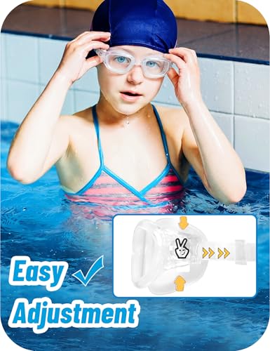 Image of Vvinca Kids Swim Goggles, Swimming Goggles for Kids 3-14 Anti-Fog UV Protection No Leak Pool Glasses for Boys Girls