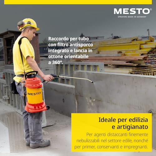 MESTO FERROX Plus 6 Hochdrucksprühgerät 6L Set inkl. MESTO Köcher | Drucksprüher 6 Bar | Schalölspritze für Bauchemikalien | Drucksprühflasche Industrie | Ölsprüher | Pumpsprüher | Flachstrahldüse