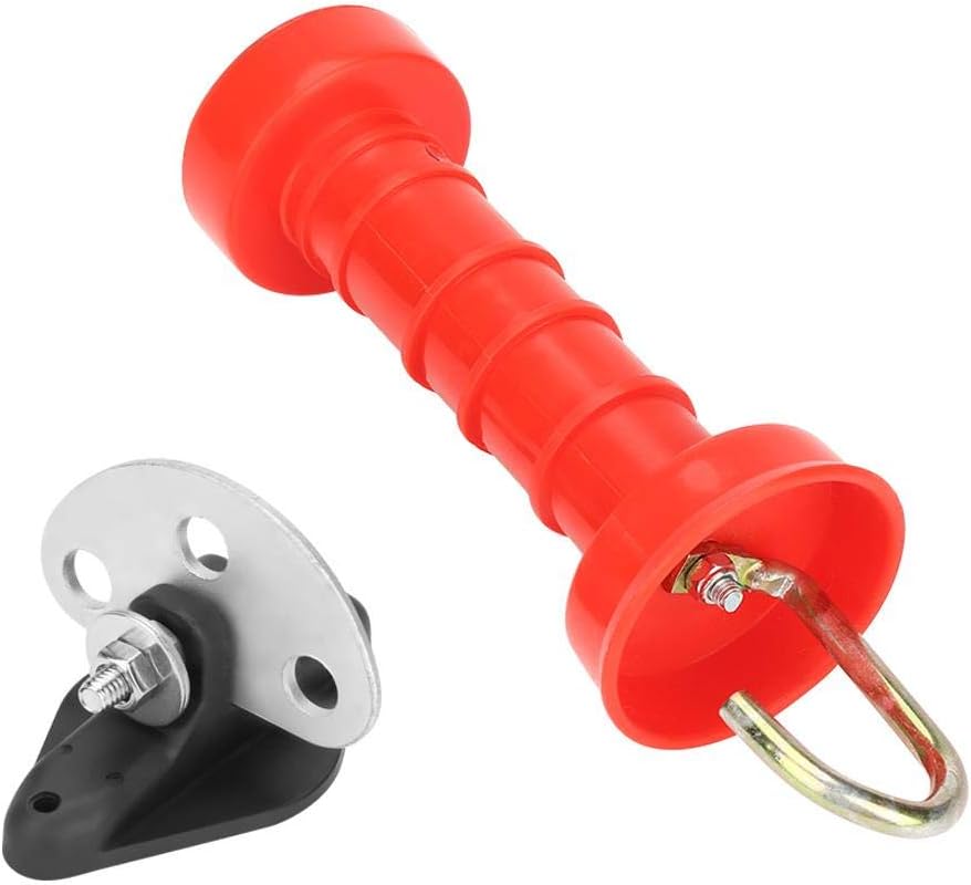 Electric Fence Handle Set, Pack of 10 Red Heavy Duty Electric Fence Gate Handle Insulators, Insulated Spring Fence Gate Handles with 10 Pcs Insulators for Electric Fences, 7.5 x 2.4in
