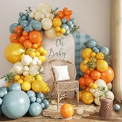 Dusty Blue Yellow Orange White