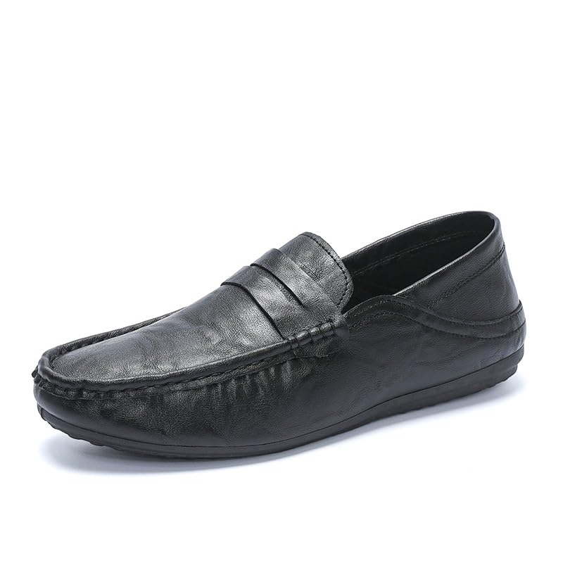 Men's Loafers Round Toe Faux Leather Penny Loafers Anti-Slip Flat Heel Slip Resistant Prom Slip-ons