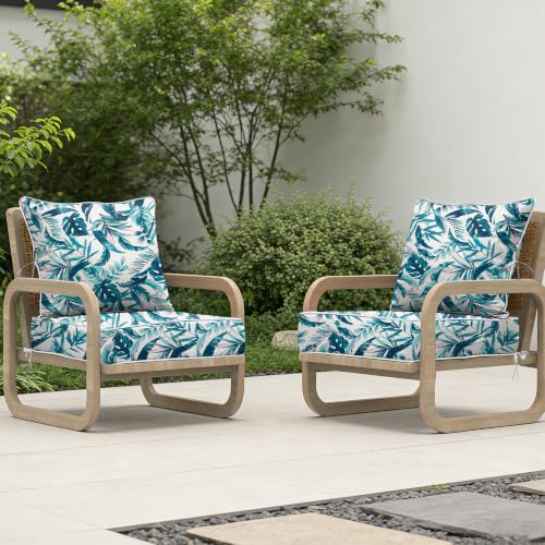 Image of 22x24 Outdoor Chair Cushions Set of 4, Waterproof Deep Seat Cushions for Patio Furniture with Removable Cover, Fade Resistant 4'' Outdoor Seat Cushion w /Ties&Handle for Sofa Loveseat, D20