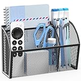 YINGHUA Strong Magnetic Pen Holder for Whiteboard and Refrigerator 3 Compartments Metal Mesh Organizer Space Saving Shelf for Office School Home and Locker - Black