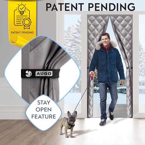 Image of AUGO Thermal Door Curtain - Thermal Door Cover for Winter - Magnetic Thermal Insulated Door Curtain for Winter - Winter Door Insulation - Keeps Warm Air in & Cold Air Out - Home Winterizing Products