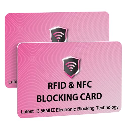SaiTech IT 2 PK RFID Blocking Cards Protect Your Entire Wallet, Purse, and Cards from NFC Contactless Theft Wallet for Men & Women - Pink