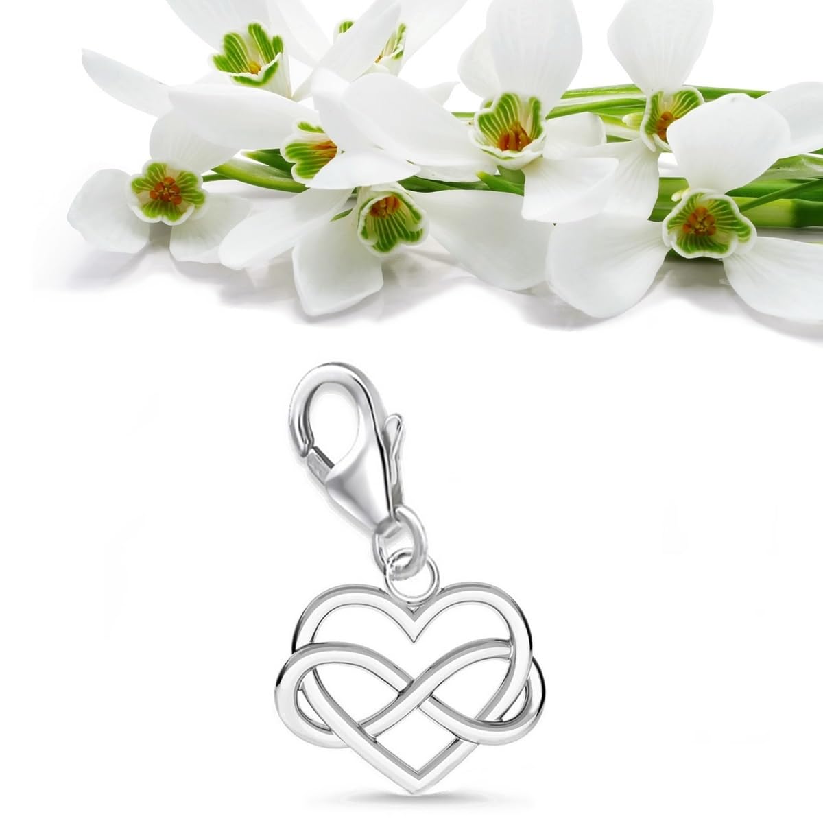 Goldene Hufeisen Breloque en forme de cœur infini en argent 925 véritable pour femme et fille Idée cadeau