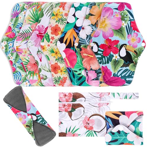 XEPST Compresas Reutilizables, Compresas de tela, Salvaslip Reutilizable Protectores de ropa interior de tela Lavables para la Menstruación, 7 Piezas