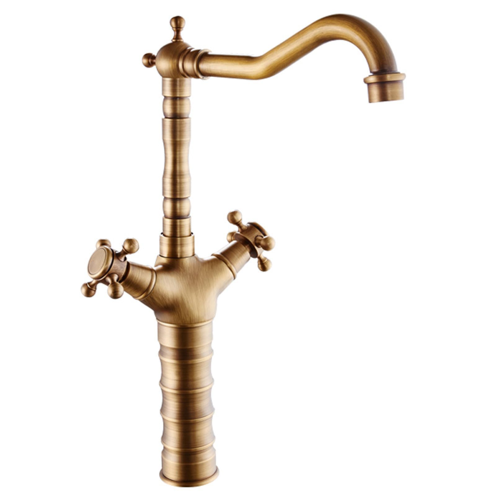 Miscelatore Lavabo Bagno Rubinetteria Per Lavabo Da Appoggio Miscelatore Monocomando Lavabo Rubinetto Girevole 360° Tutta Acqua Calda E Fredda In Rame Antico stile Alto