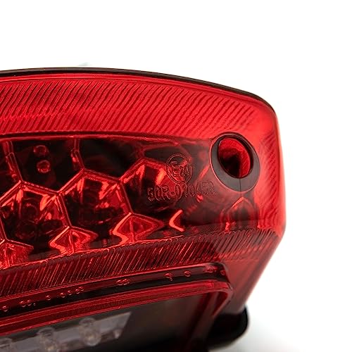 evomosa Motorrad Rücklicht Universal 12V 21 LED Motorrad Weißes Kennzeichen Licht Rotes Rücklicht Brems-Stopp-Lampe (B)