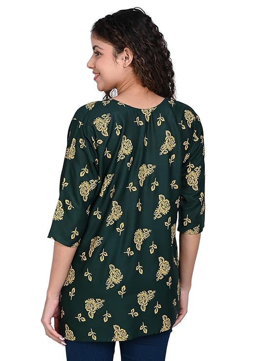 Image of Women's Rayon Printed Short Kurti Pack of 2 - Regular Fit Ethnic Wear | Comfortable Casual & Festive Kurtas for Women