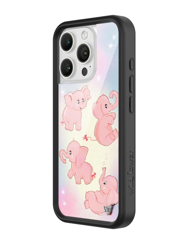 Image of Wildflower Cases - iPhone 16 Pro Compatible - Pink Elephants | Impact-Certified 6.5 ft Drop Protection Case, Raised Protective Bumper, Cute Aesthetic Design, Women-Owned Small Business