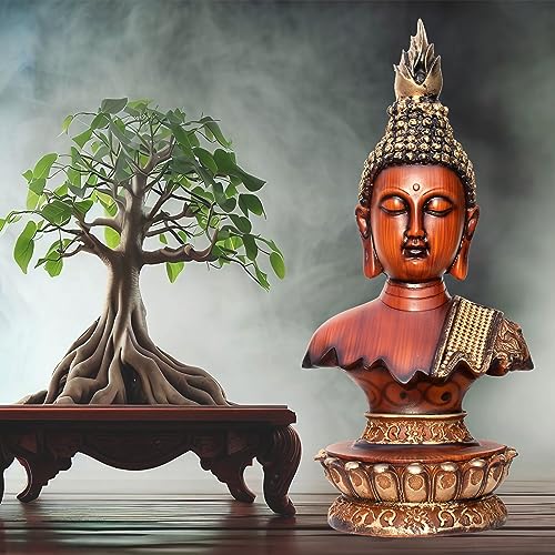 12-inch Serene Buddha Statue Wooden Finish Poly-Resin Meditation Sculpture for Mindfulness, Peace, Spiritual Enlightenment and Home Decor — photo — 2 of 9