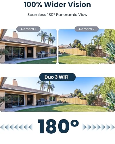 Reolink 16MP WiFi-Beveiligings Camera Buiten met Dubbele Lens, 180° Horizontaal Zicht, 2,4/5GHz Wi-Fi 6, Detectie van Personen/Voertuigen/Dieren, Bewegingsspoor, 2-wegaudio, 24/7 Opname, Duo 3 Wifi - Afbeelding 4