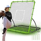 TELURY Heavy Duty Baseball Rebounder Net 4x4.5 FT Pitchback with 3 Adjustable Angles, Baseball and Softball Bounce Back Net for Ground, Line Drive, Fly Ball Return Settings Fielding Trainer (Green)