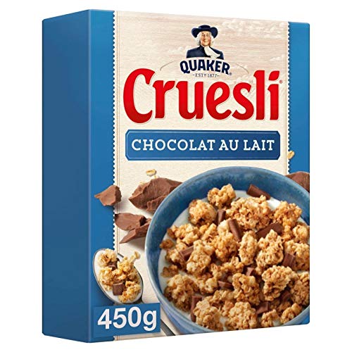 QUAKER CRUESLI – Cruesli chocolate con leche 450 g – Cuatro artículos