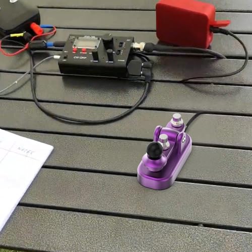 Image of Mini Morse Radio Key CW HAM Send Telegram Double Paddle Morse Code Key with Aluminum Alloy Body Base (Purple)