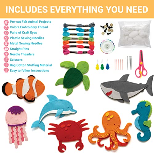 Craftorama SKFK-SA Sewing Kit For Kids, Fun And Educational Sea Animal Craft Set For Boys And Girls Age 7-12, Sew Your Own Felt Animals Craft Kit thumb #1