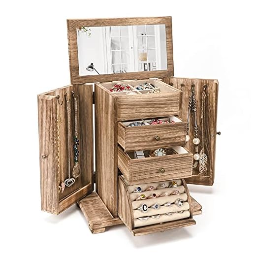 How to hide engagement ring in luggage Emfogo Rustic Wooden Jewelry Box for Women