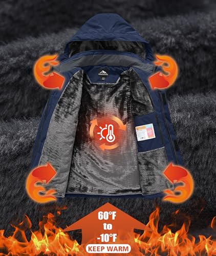 Image of Mens Winter Snow Jacket Waterproof Ski Jackets Snowboard Rain Warm Coat Insulated Hood Fleece Lined