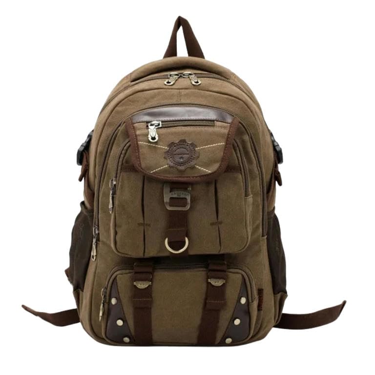KOSTEN Backpack Men'S Backpack Canvas Men'S Travel Bags Large Capacity Travel 14 '' Laptop Backpack Bag-Khaki