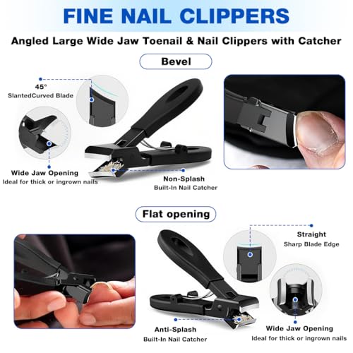 Image of MAYCREATE Fingernail Toenail Clippers for Thick & Ingrown Nails, Professional Large Toe Nail Clippers Set with Pedicure Tool, Toenails Nail File Tools Kit for Seniors, Manicure Set for Men Women