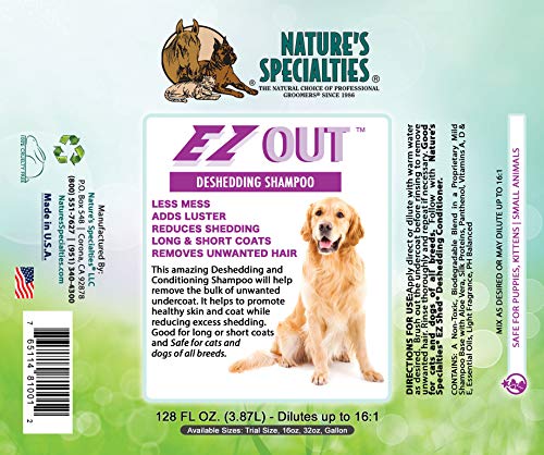 Nature's Specialties Ez Out Hundeshampoo: Leichtes Entwirren des Fells | Haustierfreundliche Formel | Sanft & Effektiv | Pflege und Grooming Lösung | Müheloses Pflegen, 473ml