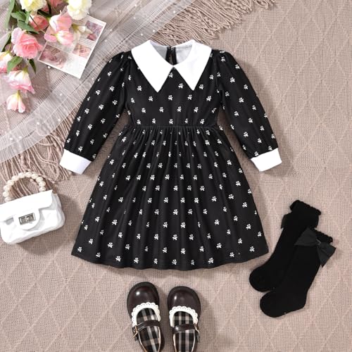 Unutiylo Baby Girls Halloween Dress Long Sleeve Black Party Dress 6M-4T3
