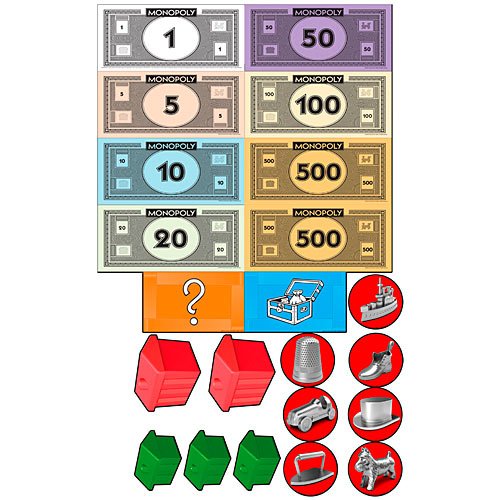 7 in. to 10 in. Monopoly Game Piece Cutouts Set Standup Photo Booth Prop Background Backdrop Party Decoration Decor Scene Setter Cardboard Cutout