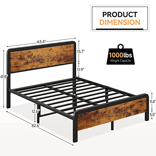 Alkmaar Queen Bed Frame With Headboard, Platform Bed Frame With Safe Rounded Corners & Strong Metal Slats Support, Mattress Foundation, Noise-Free, No Box Spring Needed #TOP1