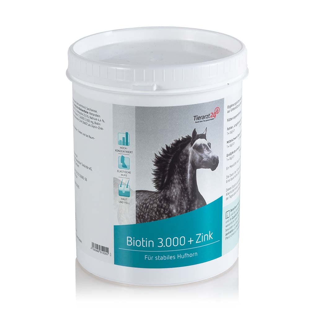 Tierarzt24 BIOTIN 3000 Plus Zink aktiviert das Hufhornwachstum und verbessert das Haarkleid von Pferden - 1 kg
