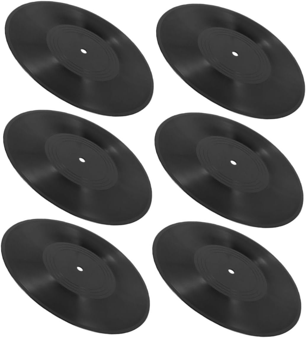 6pcs Black Blank Vinyl Record Decor for Wall, Music Room
