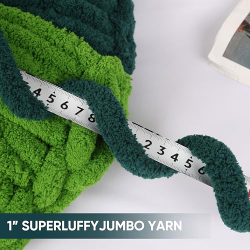 Image of 8 Packs Jumbo Chunky Chenille Yarn - 1820g(64oz) 254 Yards (761ft) Bulky Yarn - Chunky Yarn for Hand Knitting Blanket,Cushions, Pet Bed - Soft and Durable(Dark Green)