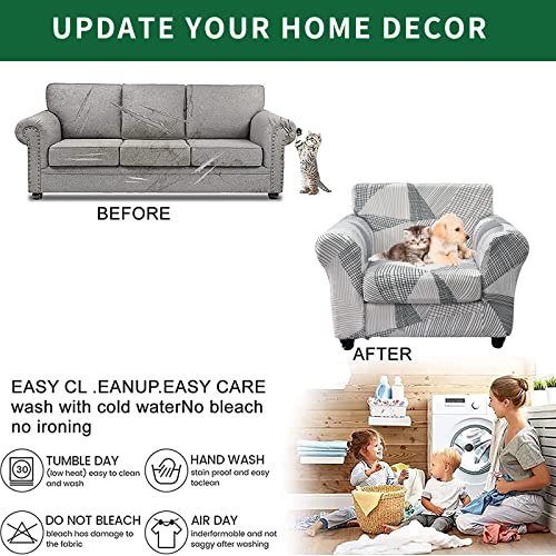 Gostady 2 Piece Chair Covers Printed Sofa Slipcover Soft Sofa Covers Couch Covers With Individual Cushion Covers Armchair Furniture Protector With Elastic Bottom For Living Room (S 28) #TOP5