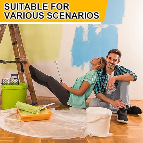 image for ZENOWICK 8 Pack Plastic Drop Cloth, 9x12 Ft Plastic Sheeting for Paint