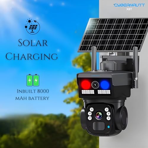 Image of XUGA-Cybernautt Series X8T 8MP PTZ Dual Solar 4G Sim Outdoor CCTV Camera | Color Night Vision | Motion Detection | Water Proof | RGB Light | Use Air-tel 4G Sim