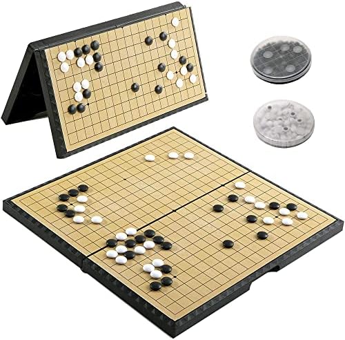 Luoyer 15 Inch Go Game Set Magnetic Folding Board Game Portable Chinese Weiqi Gomoku Large Classic Strategy Game with Plastic Go Pieces for Adults
