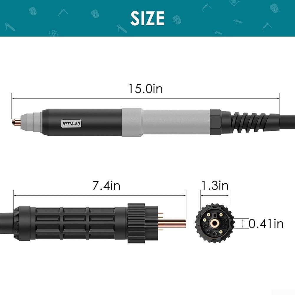 PTM-80 IPTM-80 Cortador de plasma Cabeza de antorcha recta con cable de 20 pies Punta de aleación de cobre 80A Non-HF Pilot Start para LOTOS LTP7500 para PRIMEWELD para Bestarc BTC800XP para Everlast