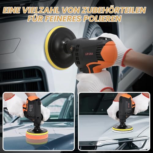 Weytoll Poliermaschine Set, 980W Poliermaschinen mit 14tlg Polierschwämme+11 Zubehörteile...