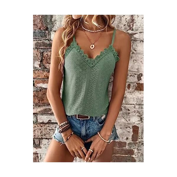 Sexy-Lace-Tank-Tops-for-Women-Summer-Lace-Splicing-Spaghetti-Strap-Shirt-Hollow-Out-Crochet-Sleeveless-CamisoleSamllGreen Sexy Lace Tank Tops for Women Summer Lace Splicing Spaghetti Strap Shirt Hollow Out Crochet Sleeveless Camisole(Samll,Green)
