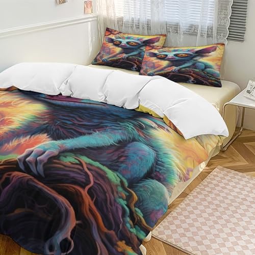 Housse de couette lémurien king size en microfibre premium douce et résistante