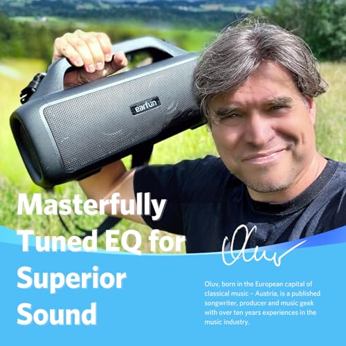 Image of EarFun UBOOM X Bluetooth Speaker, Portable Wireless Speaker with Loud Stereo Sound, Deep Bass, Waterproof & Dustproof, Indoor & Outdoor
