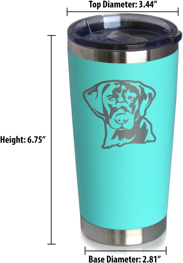 Black Lab Face - Labrador Retriever - Insulated Coffee Tumbler Cup with Sliding Lid - Stainless Steel Insulated Mug - Fun Unique Dog Themed Decor Gifts for Men & Women - Teal